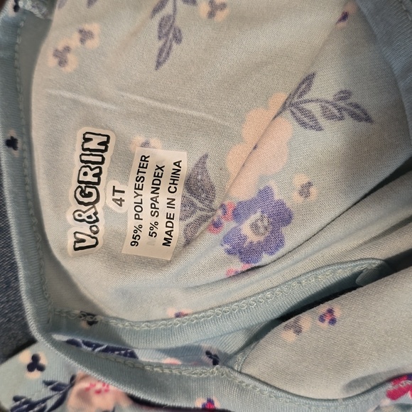 Girls 4t Bue Soft Floral Long Sleeve Dress - Picture 7 of 7